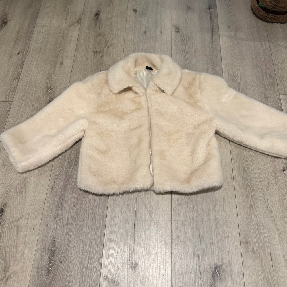 Cream Faux Fur Shrug coat